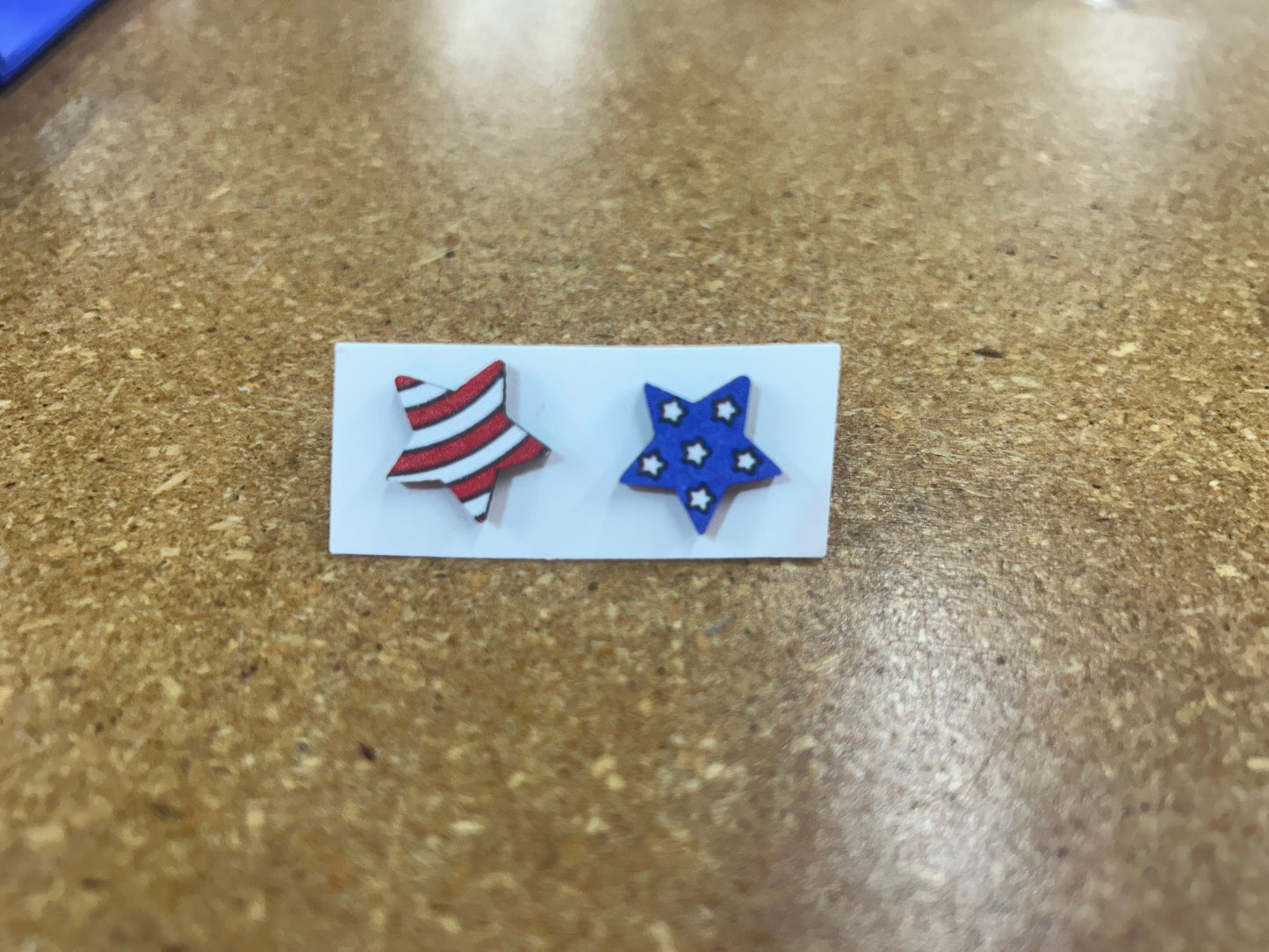 patriotic wooden earrings ￼