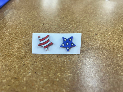 PATRIOTIC WOODEN EARRINGS
