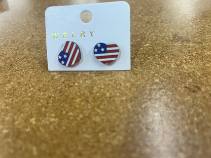 PATRIOTIC WOODEN EARRINGS