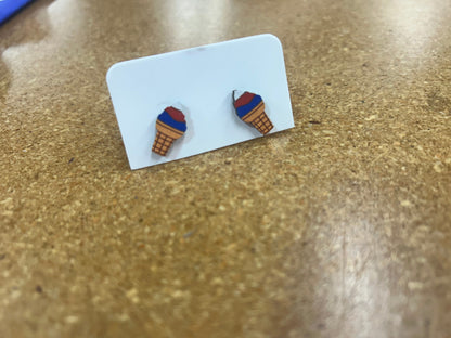 PATRIOTIC WOODEN EARRINGS