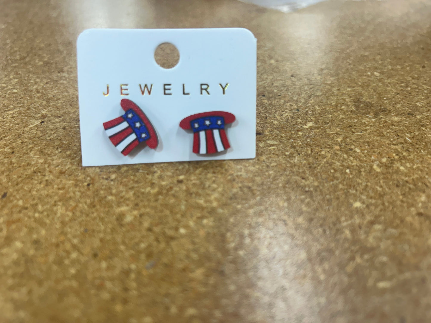 patriotic wooden earrings ￼