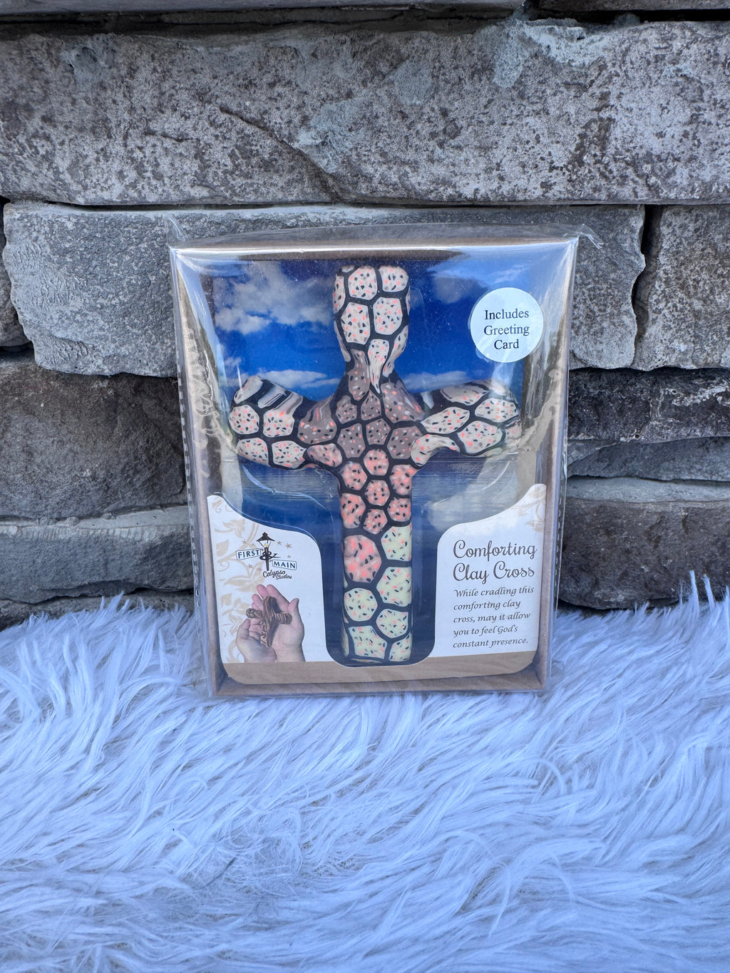 HAND PAINTED COMFORTING CLAY CROSS