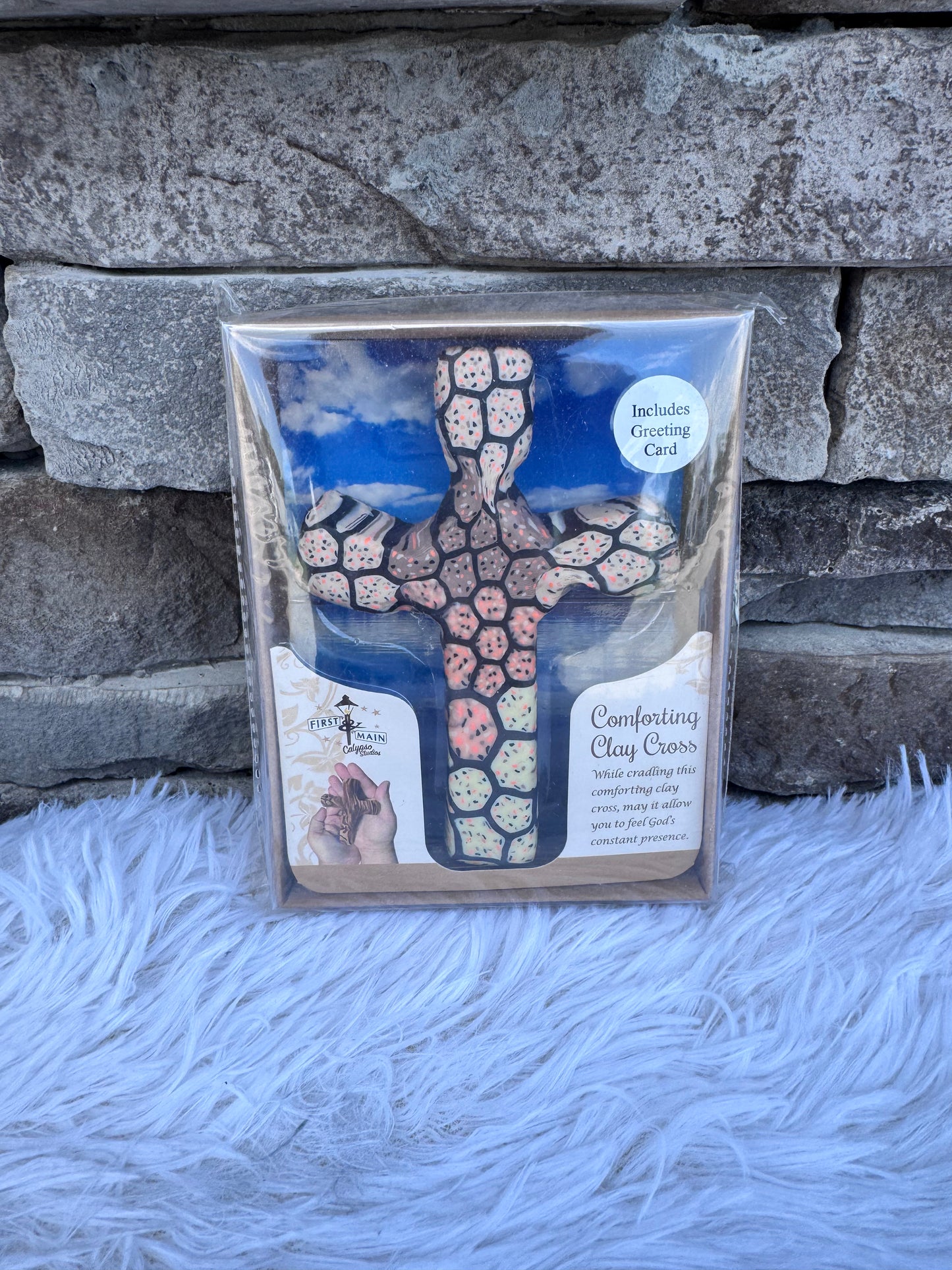 HAND PAINTED COMFORTING CLAY CROSS