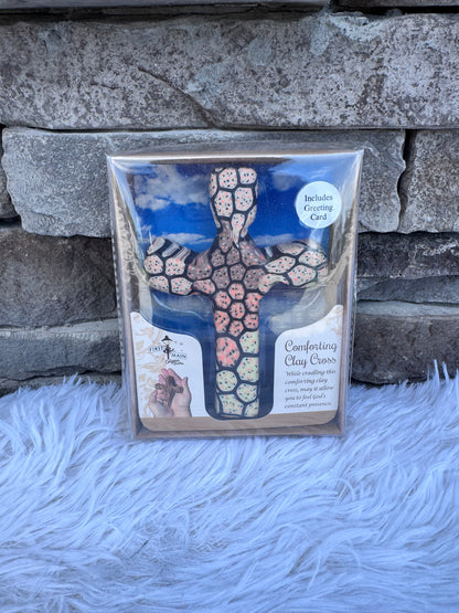 HAND PAINTED COMFORTING CLAY CROSS