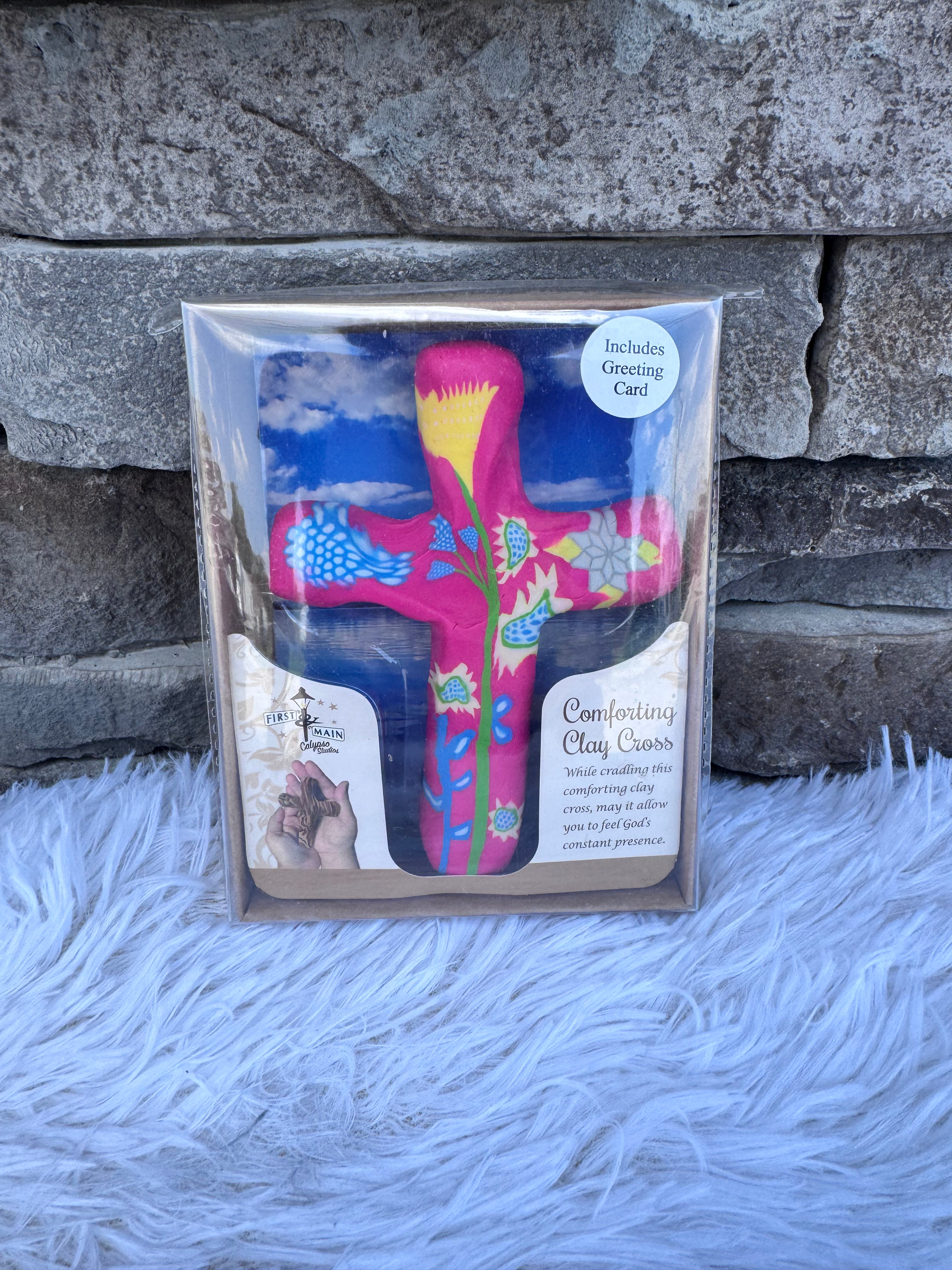 HAND PAINTED COMFORTING CLAY CROSS