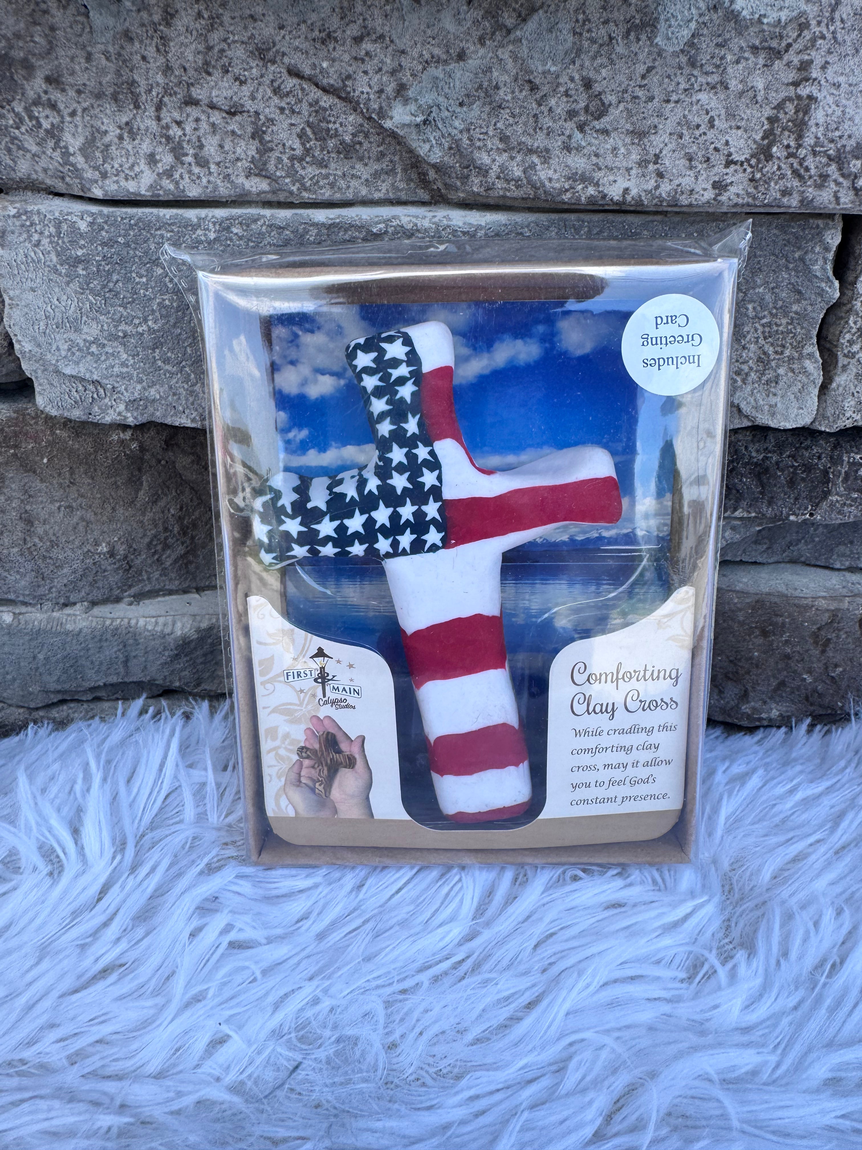 HAND PAINTED COMFORTING CLAY CROSS