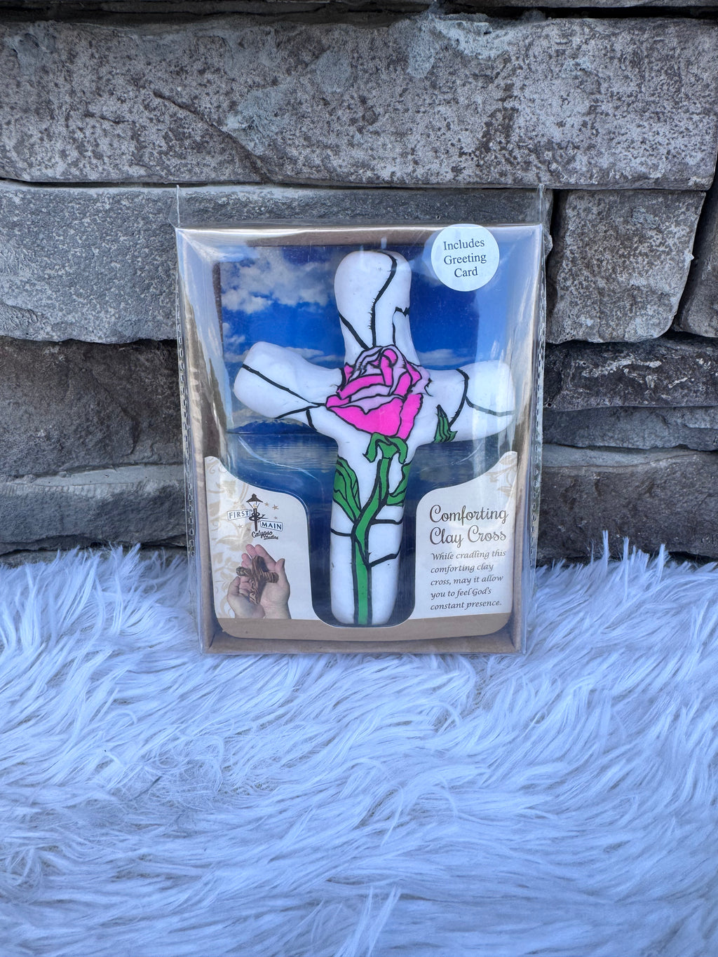 HAND PAINTED COMFORTING CLAY CROSS