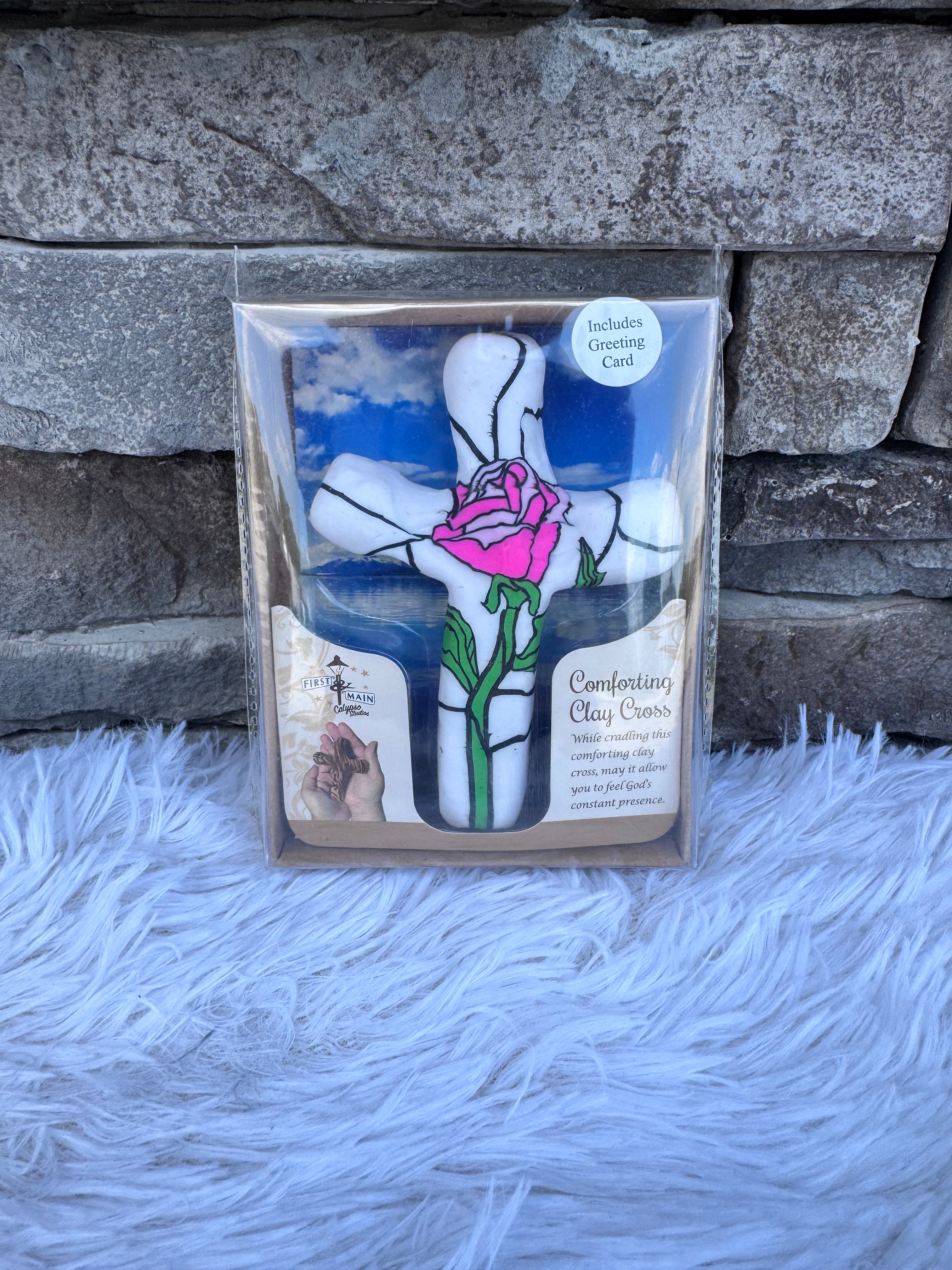 HAND PAINTED COMFORTING CLAY CROSS