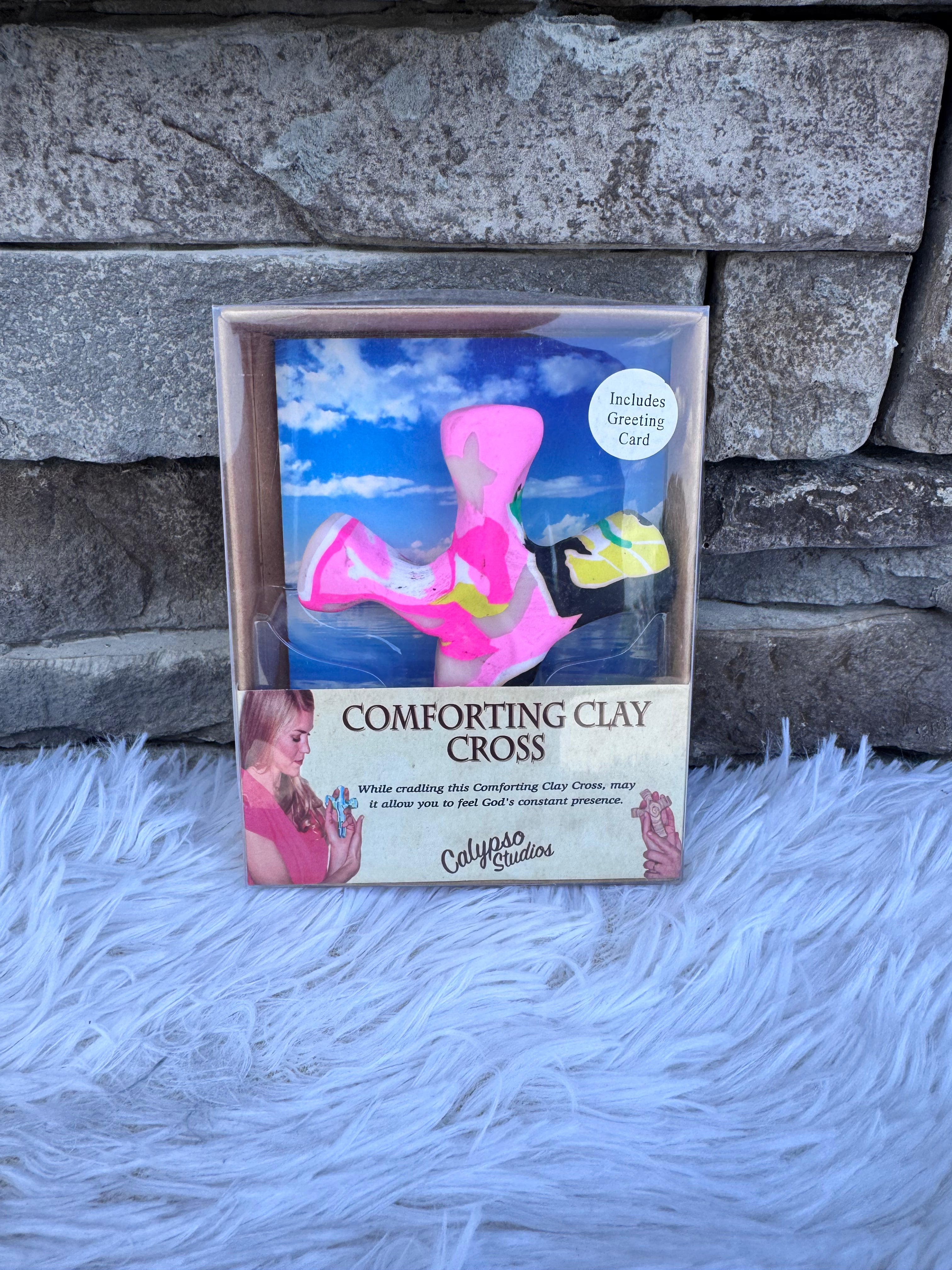 HAND PAINTED COMFORTING CLAY CROSS