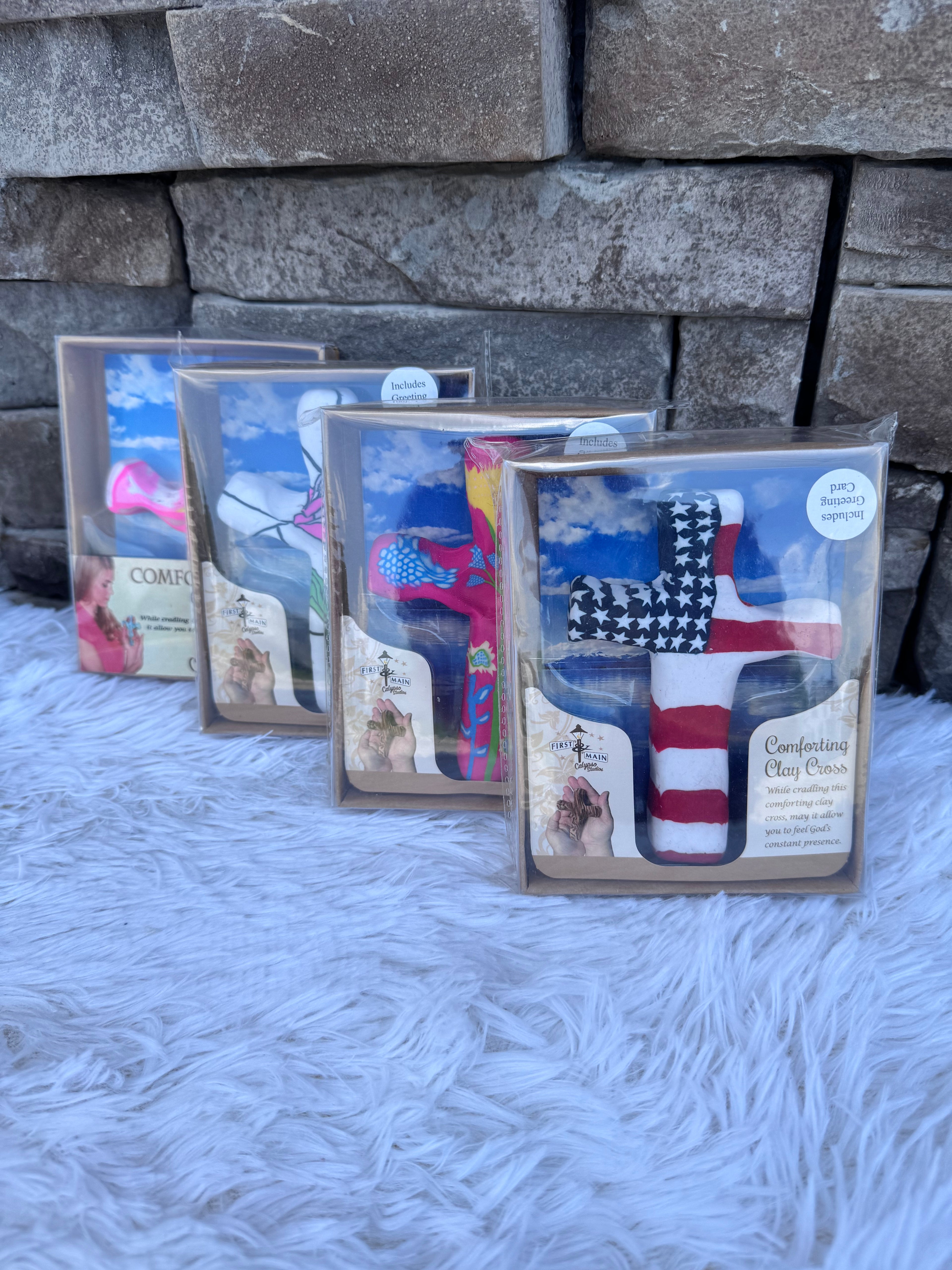 HAND PAINTED COMFORTING CLAY CROSS