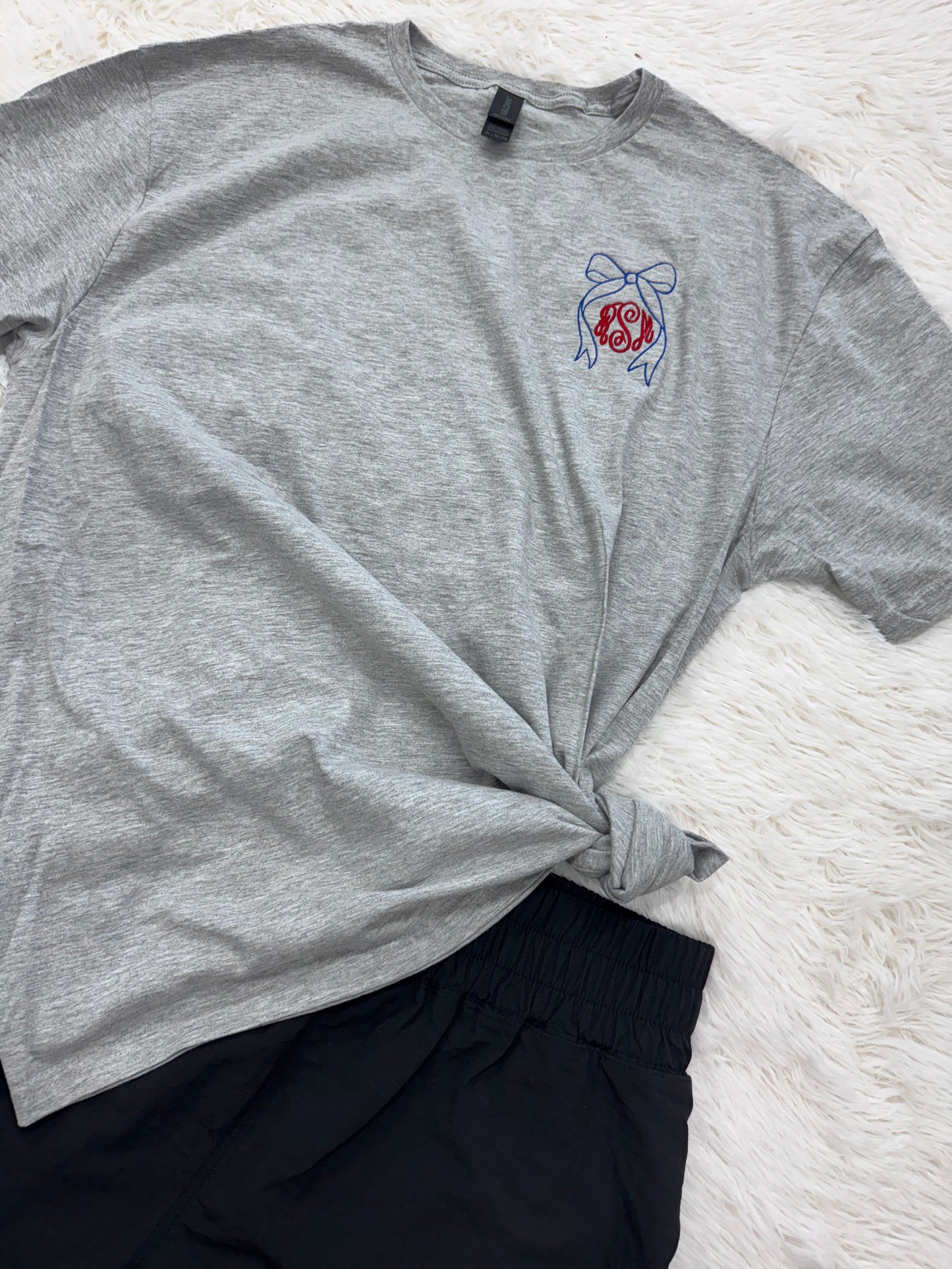 MONOGRAMMED BOW TEE