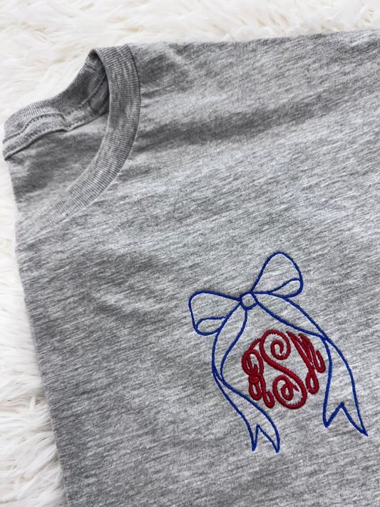 MONOGRAMMED BOW TEE