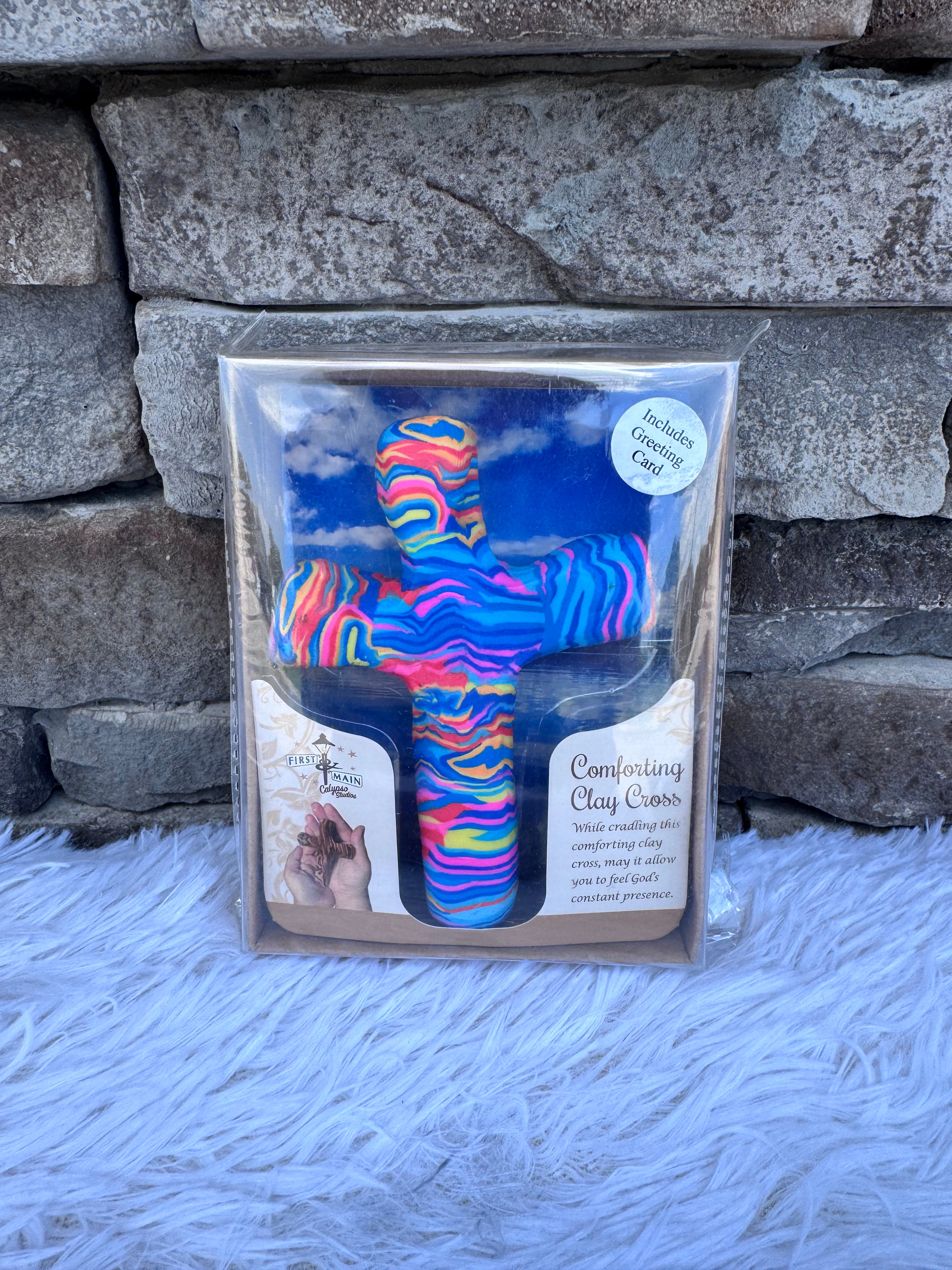 HAND PAINTED COMFORTING CLAY CROSS