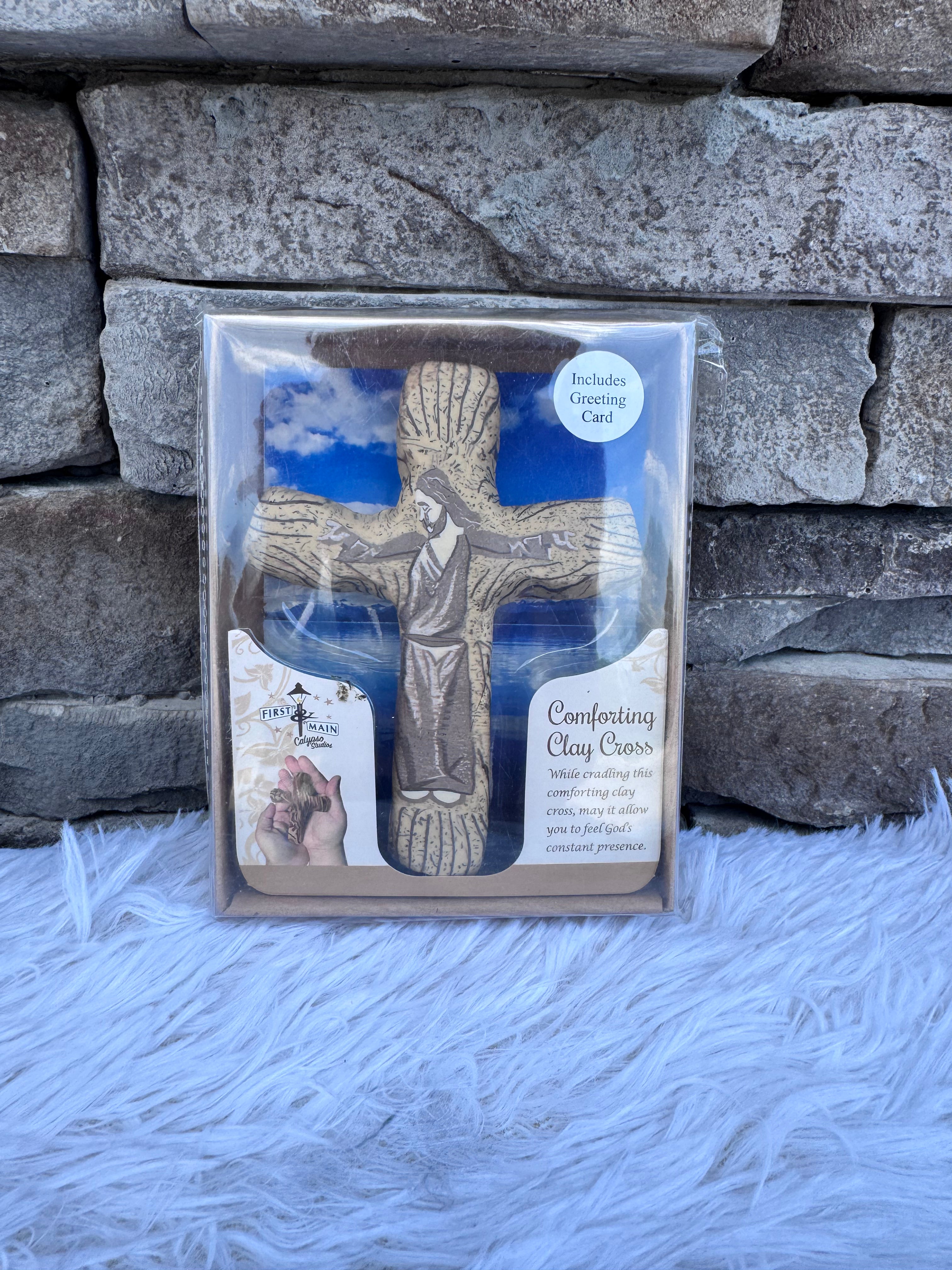 HAND PAINTED COMFORTING CLAY CROSS
