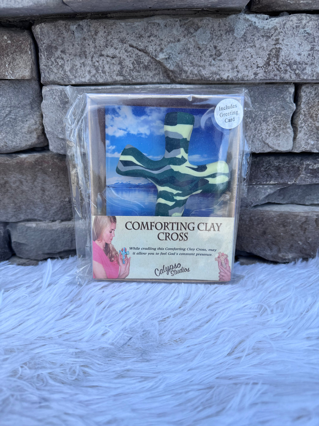 HAND PAINTED COMFORTING CLAY CROSS