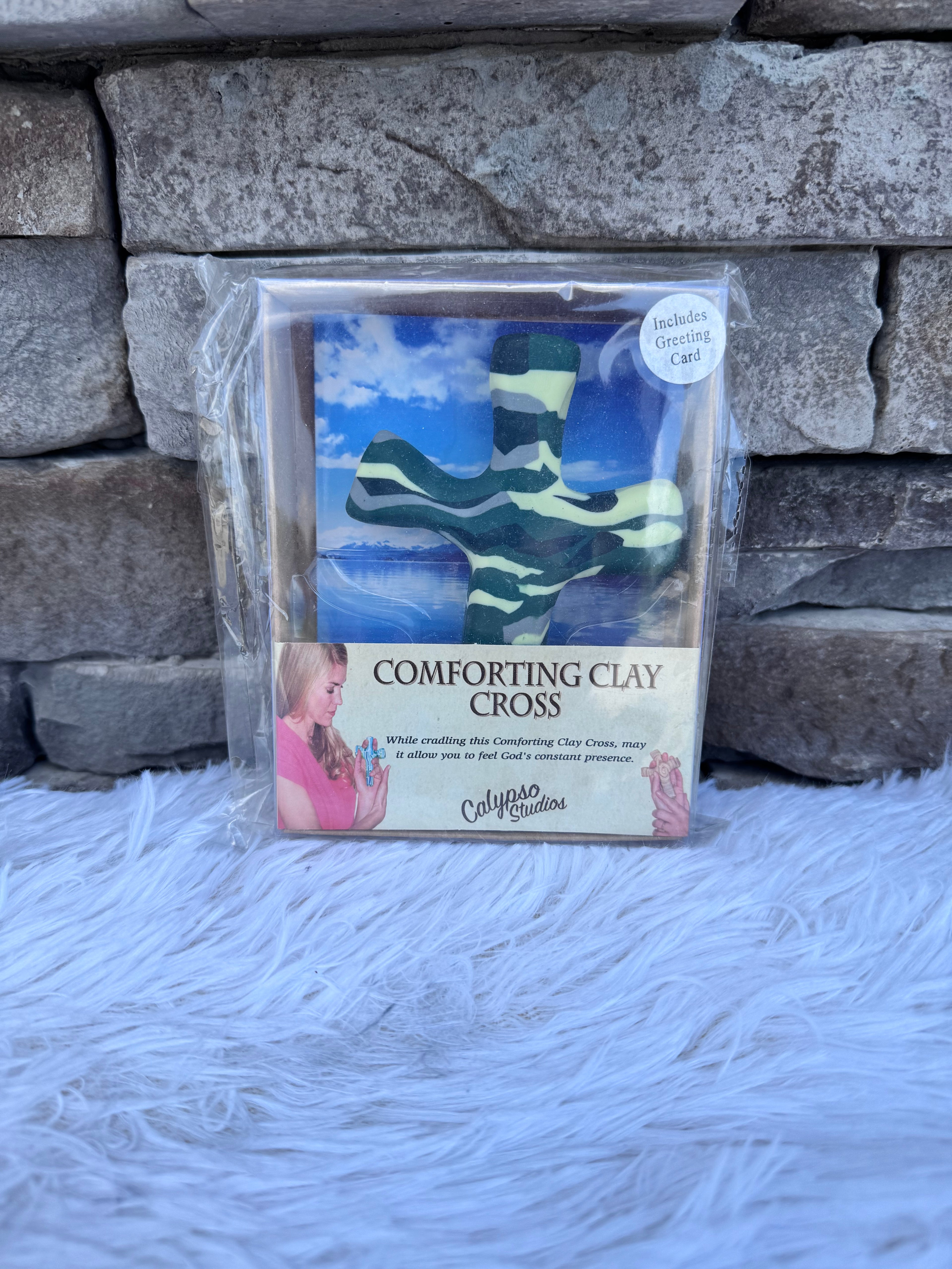 HAND PAINTED COMFORTING CLAY CROSS