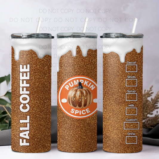 Fall Coffee Pumpkin Spice 20oz Tumbler