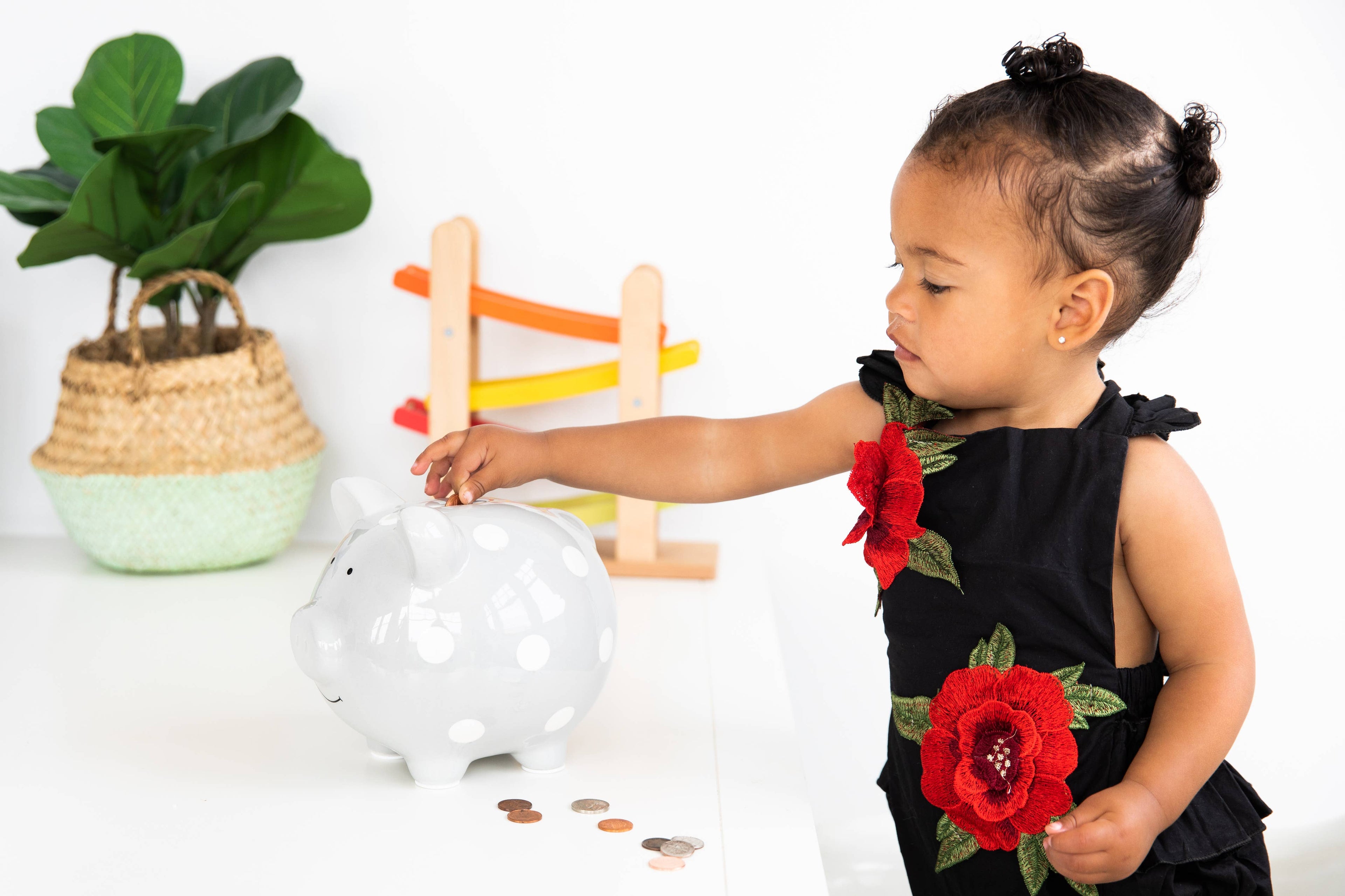 Polka Dot Piggy Bank (Grey, Pink, or Blue)