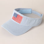 Rhinestone American Flag Patch Visor Summer Hat