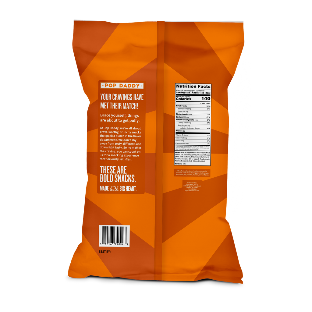 Pop Daddy Snacks Baked Puffs- Classic Cheddar