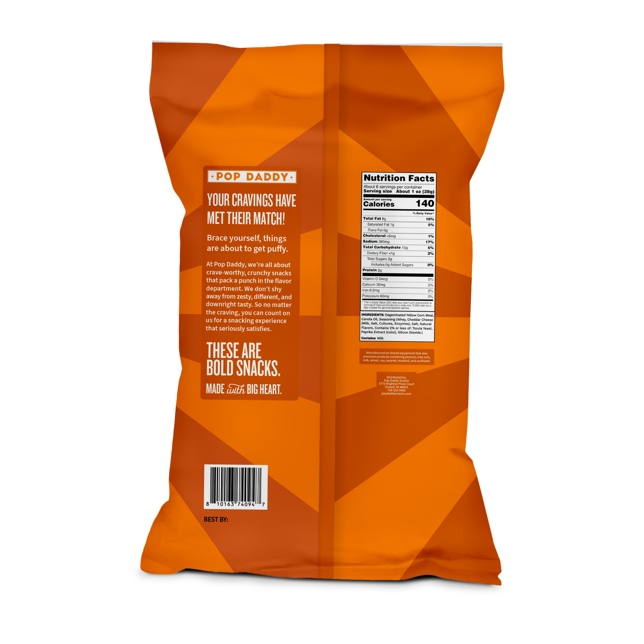 Pop Daddy Snacks Baked Puffs- Classic Cheddar