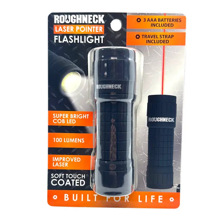 Roughneck Led Laser Pointer Flashlight Soft Touch