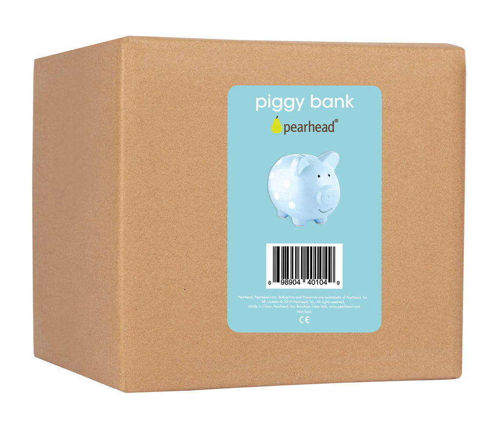 Polka Dot Piggy Bank (Grey, Pink, or Blue)