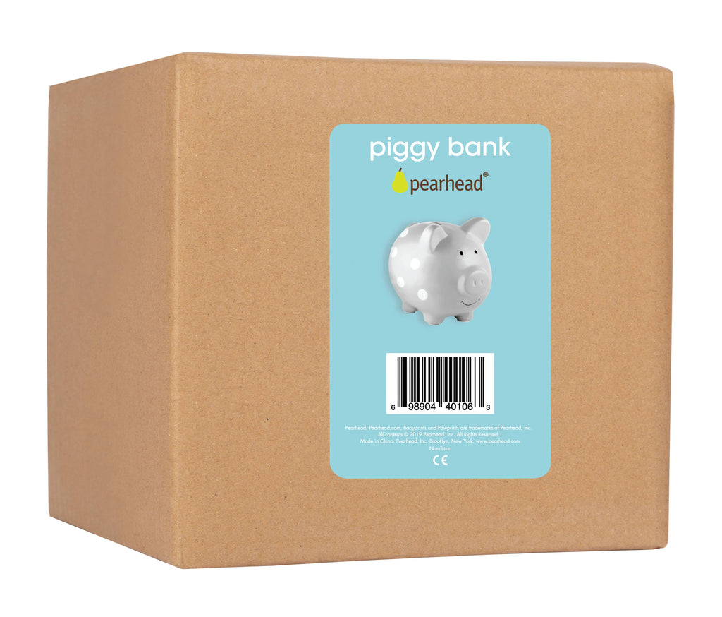 Polka Dot Piggy Bank (Grey, Pink, or Blue)