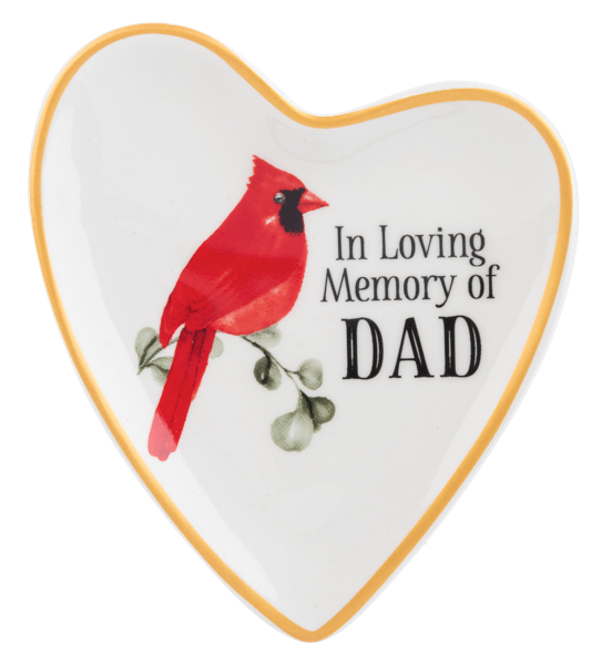 In Loving Memory of Mom/Dad Cardinal Heart Trinket Dish
