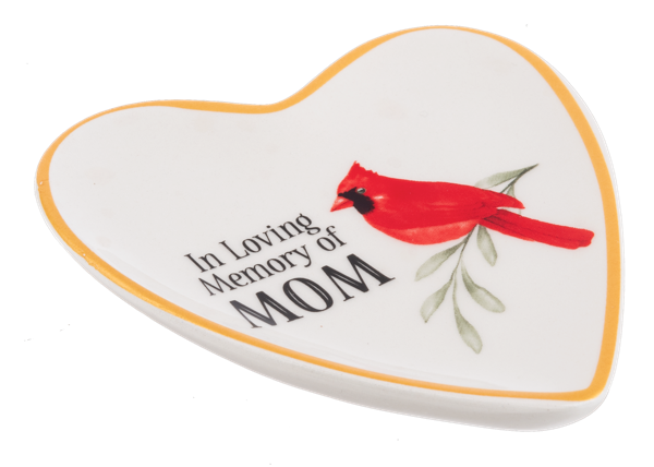 In Loving Memory of Mom/Dad Cardinal Heart Trinket Dish
