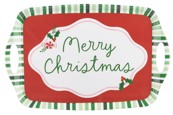 Christmas Stripe Merry Christmas Serving Tray