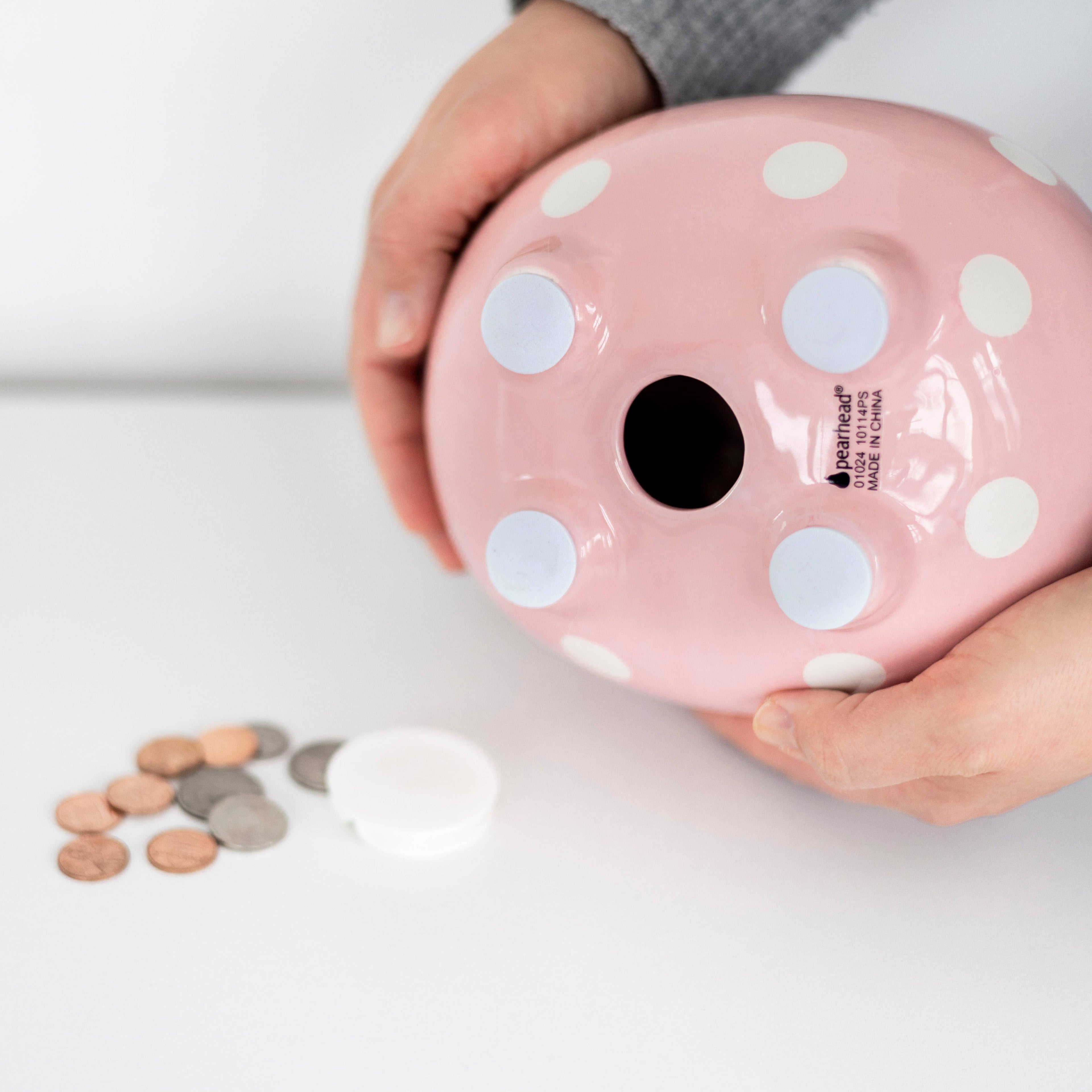 Polka Dot Piggy Bank (Grey, Pink, or Blue)
