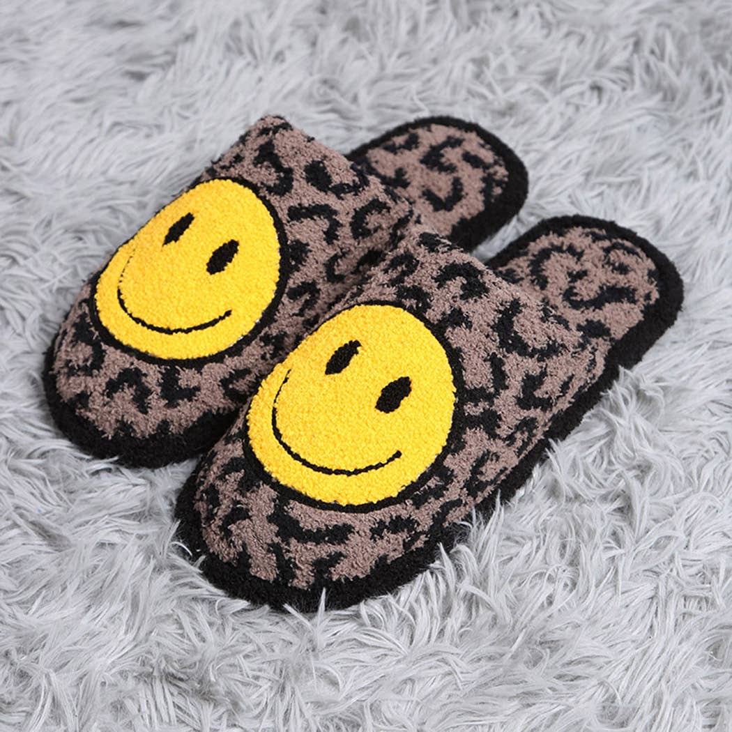 Leopard Happy Face Luxury Soft Slipper