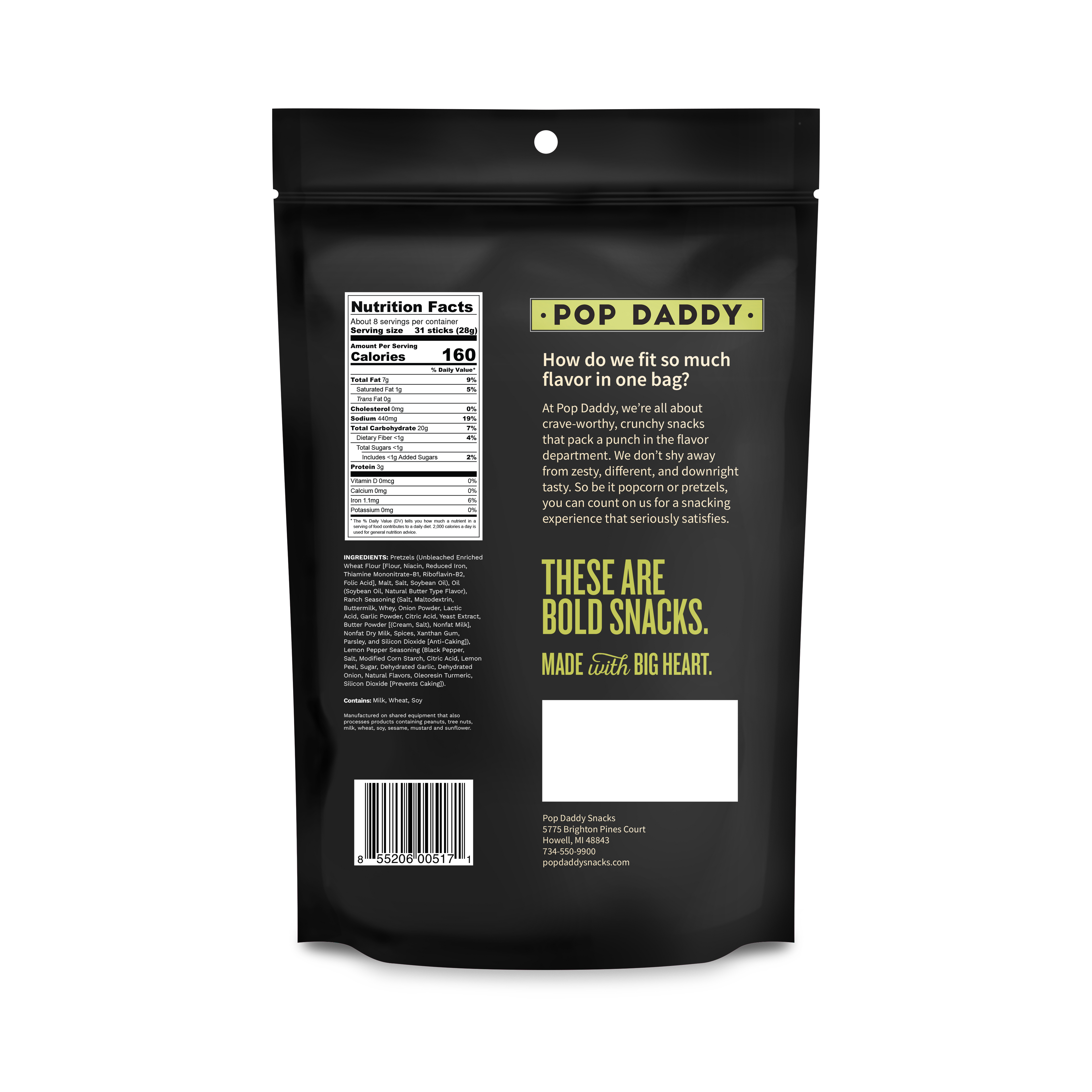 Pop Daddy – Peppercorn Ranch Seasoned Pretzels 7.5oz