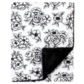 Black Floral Hudson Baby Plush Blanket with Furry Binding