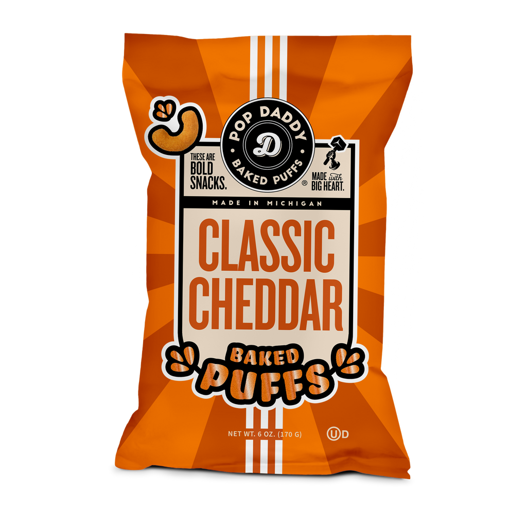 Pop Daddy Snacks Baked Puffs- Classic Cheddar