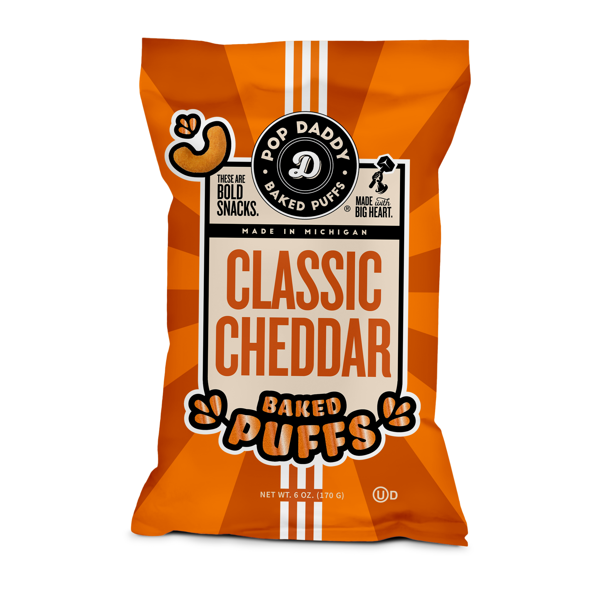 Pop Daddy Snacks Baked Puffs- Classic Cheddar
