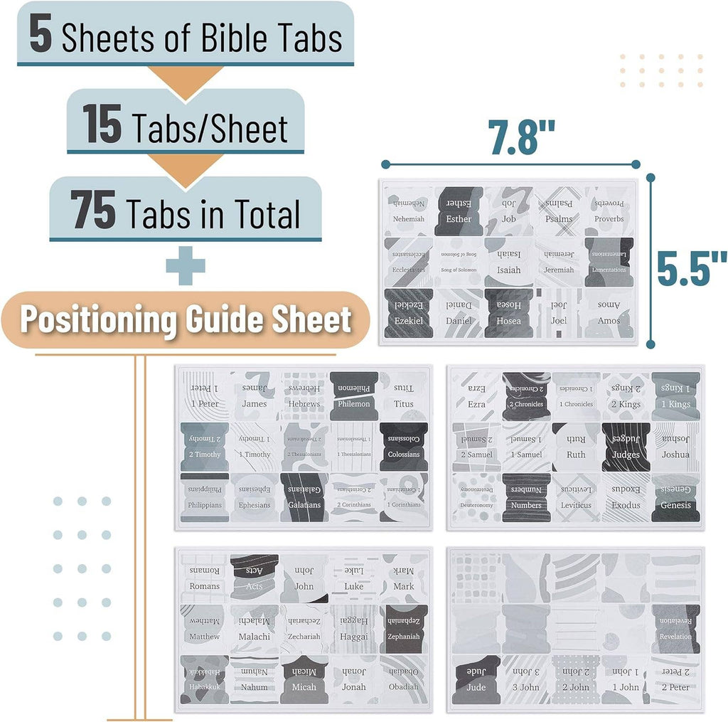 Gray Bible Tabs Laminated 75 Pack