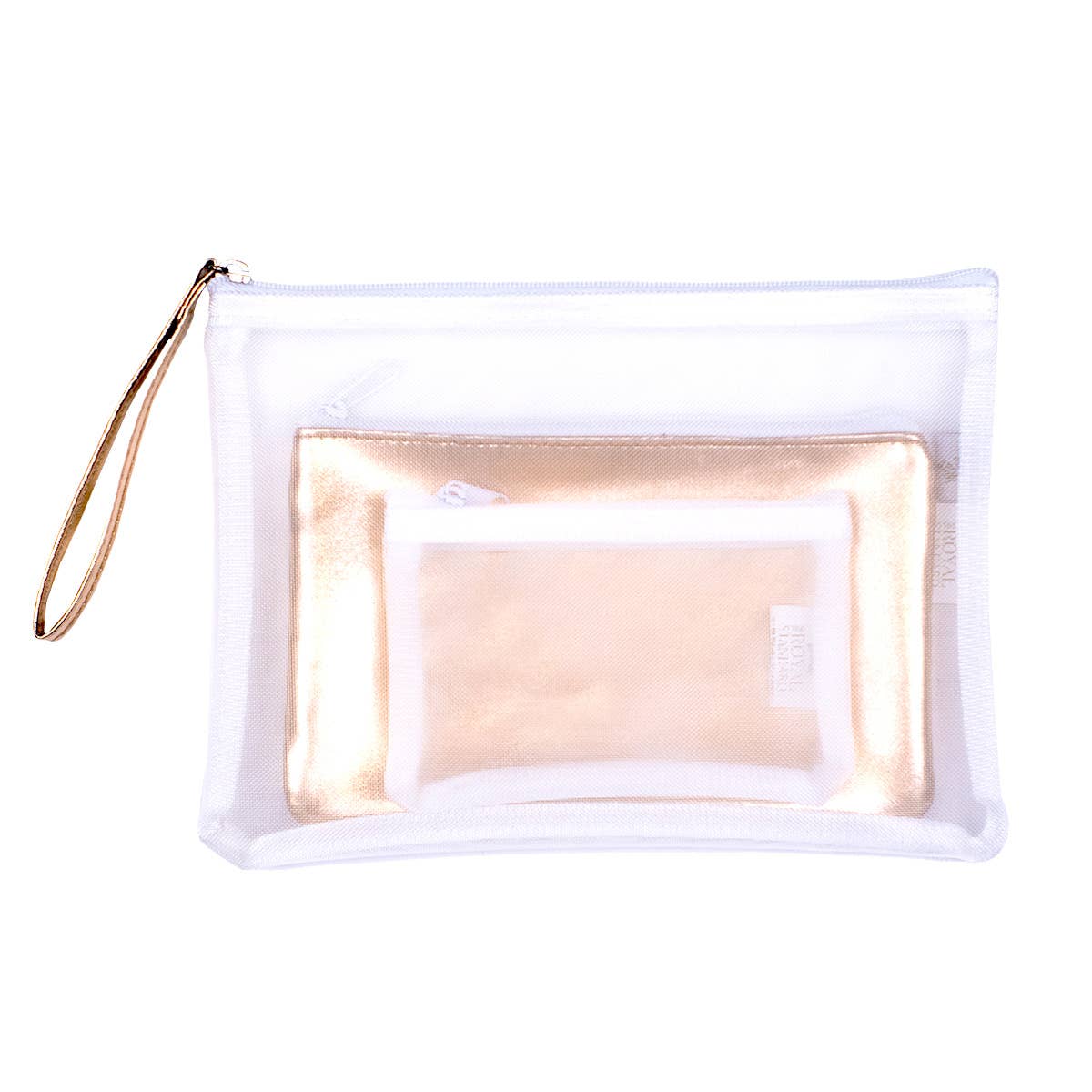 Emma Cosmetic Set   White/Gold   10x7   Set of 3