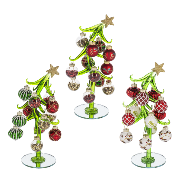 Slanted Christmas Tree with Ornaments