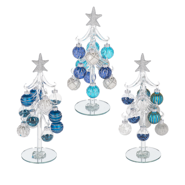 Blue/White Christmas Tree with Ornaments