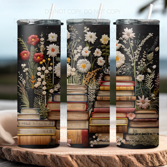 Floral Stack Of Books 20oz Tumbler