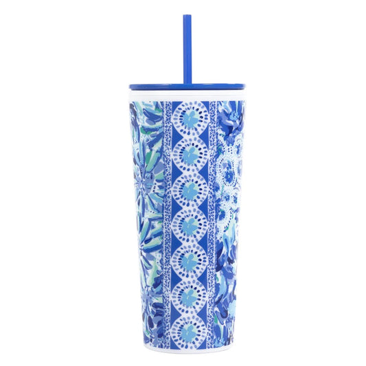 LILLY PULITZER TUMBLER WITH STRAW