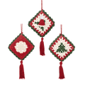 Knit Granny Square Holiday Icon Ornaments