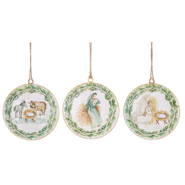 Watercolor Holy Family Disk Ornaments