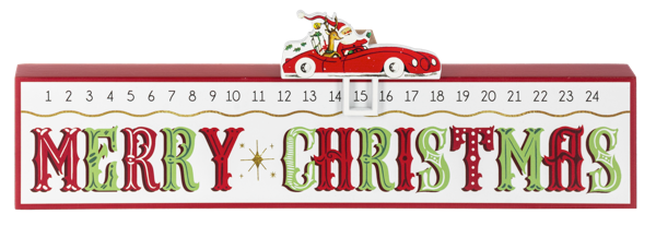 Retro Santa in Town Car Slide Down Calendar
