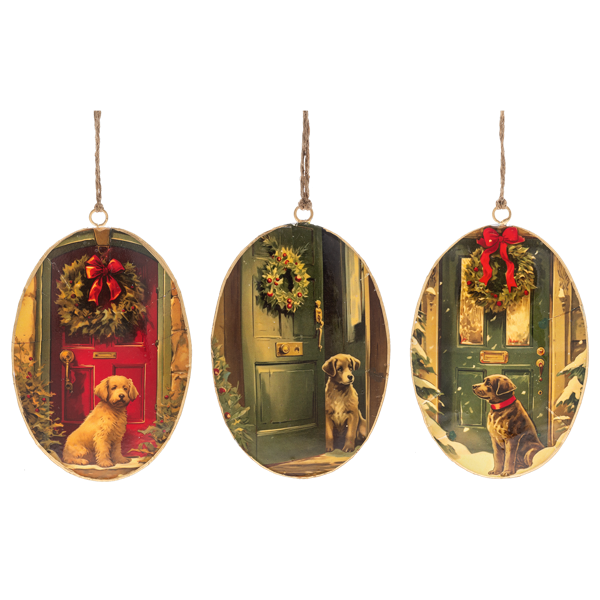 Holiday Dog Disk Ornaments