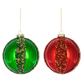Red & Green Beaded Ball Ornaments