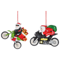 Santa on Motorcycle Ornaments