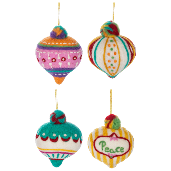 Handcrafted Fancy Finial Ornaments - Peace